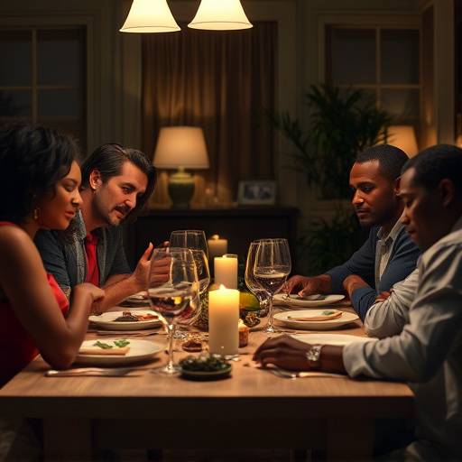 Uma fam&radic;&ne;lia reunida em uma mesa de jantar, com express&radic;&micro;es mistas de emo&radic;&sect;&radic;&pound;o, na s&radic;&copy;rie 'Ra&radic;&ne;zes Profundas'